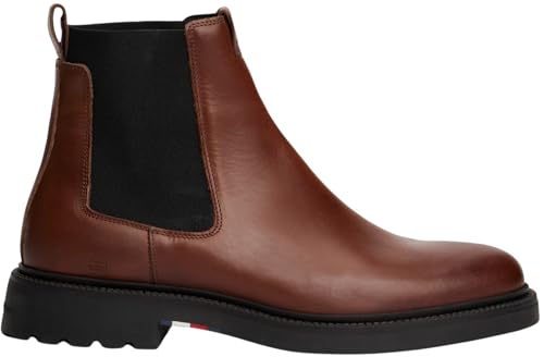 Tommy Hilfiger Men’s Comfort Leather Chelsea Boots, Brown (Winter Cognac), 10