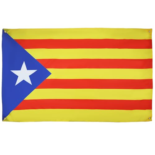 AZ FLAG Bandera Cataluña Estelada 150x90 cm con 4 ojales, Pabellón Catalán Independiente para balcón o pared