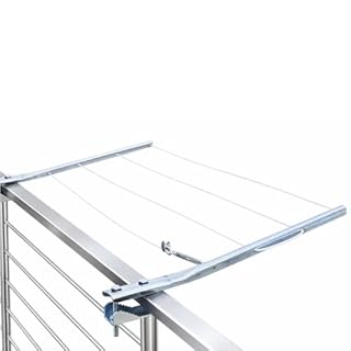 FERROELETTRA Stendibiancheria da Balcone Ribaltabile in Acciaio Zincato, 3 Posizioni, Portata 15kg, Sistema Antisbandamento, Fissaggio per Ringhiera, Made in Italy