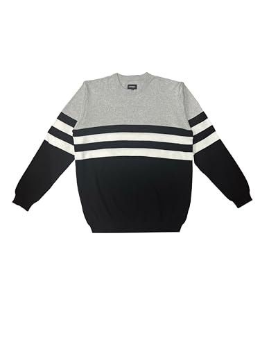 Krumba Mens Long Sleeve Crew Neck Plus Size Stripe Design Sweater