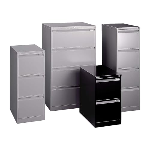 BISLEY Hängeregistraturschrank, einbahnig, DIN A4, 4 HR-Schubladen, Metall, 355 Silber, 62.2 x 41.3 x 132.1 cm