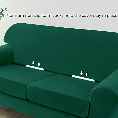 Henbula Stretch Sofa Slipcovers, Thick Velvet Sofa Covers For 3 Cushion Couch Soft Couch Cover Furniture Protector For Kids Pets thumb #4