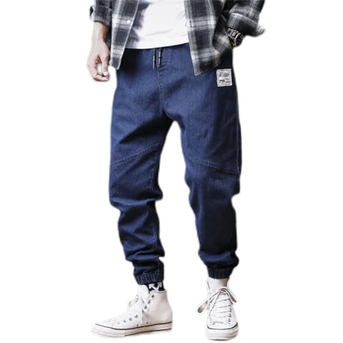 Men Plus Size Jeans Loose Joggers Streetwear Harem Jeans Ankle-Length Denim Trousers