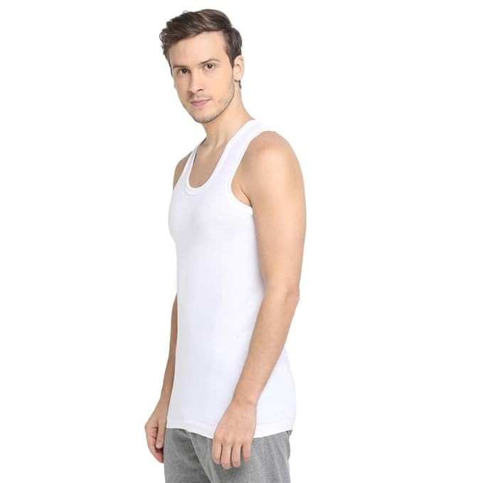 Image of INNERO Men's Cotton Sleeveless Vest (White, Pack of 2)