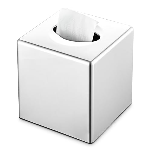 Y-in Hand Tissue Box Cover Square Facial Tissue Holder Storage for Bathroom Vanity Countertops Dressers Night Stand Parlors and Offices - Mirror