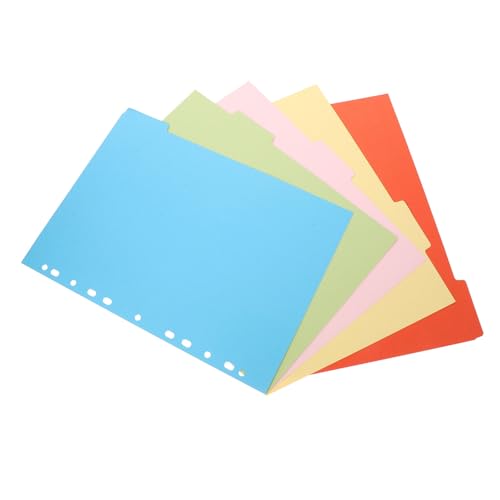 EXQUIMEUBLE 5枚 バインダー仕切り紙 色けインデックスページ マーカー付き 手帳 ノート用 書類整理に便利