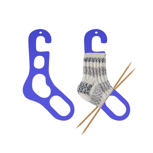 Autumnswan 2Pcs Acrylic Sock Blockers for DIY Crochet Socks Knitting Sock Ruler Stocking Blockers for Beginners Socking Stretchers for Handmade Sock CraftingBlue