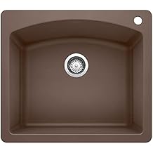 BLANCO, Cafe Brown 440208 DIAMOND SILGRANIT Drop-In or Undermount Kitchen Sink, 25" X 22"