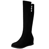 wildleder stiefel schwarz overknee  SUCREVEN Damen Runde Zehen Overknees Stiefel Warm Winter Reißverschluss Kniestiefel Leisure Wildleder Hohe Stiefel Damen Mode Party Abend Kniestiefel Schwarz Gr 41 EU/43Cn