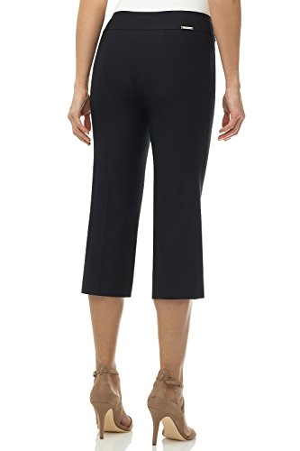Rekucci Womens Ease Into Comfort Capri With Button Pants Detail (Black, 14) #TOP2