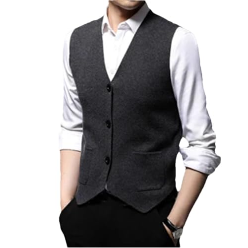Bollrllr Winter Men's Business Knitted Vest Sleeveless Retro Large Size Warm Vest Wool Blended Vest
