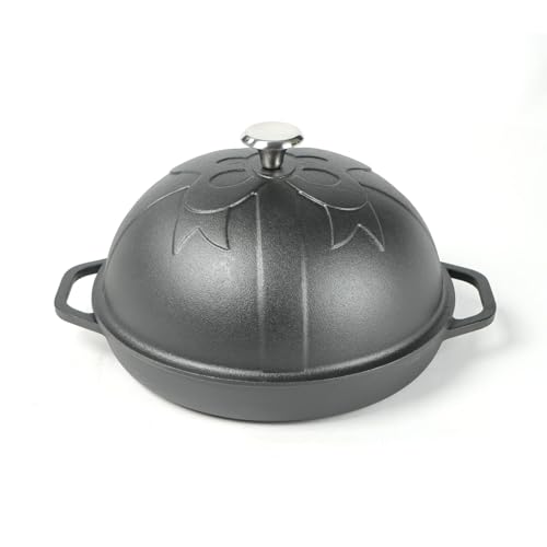 HAWOK Cast Iron Bread Oven with Cloche Lid, Dia.11.8inch/30cm, 2qt, Sourdough Baking Pan Pre-seasoned Black