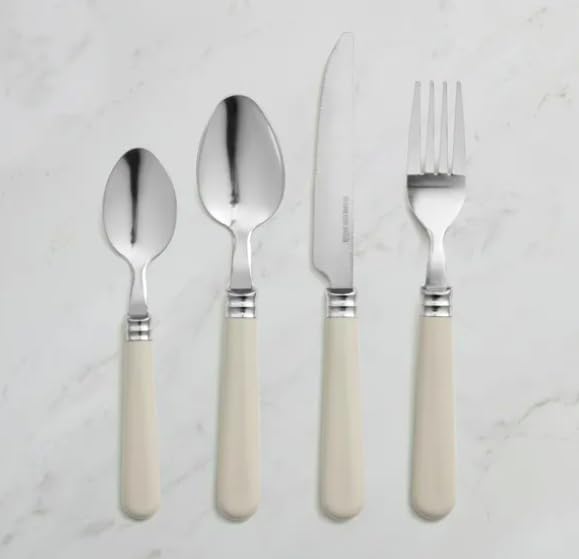New 16-Piece Contemporary Stainless Steel Cutlery Set with Comfort-Grip Handles – Perfect for Everyday Dining & Table Décor-M86 (Mushroom)