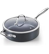 Cooks Frigideira antiaderente padrão de 4 litros com tampa, frigideira de 26,7 cm anodizada dura...