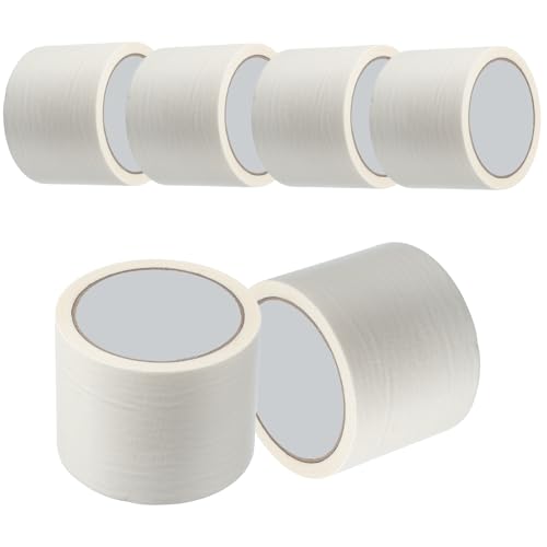 Image of MECCANIXITY Masking Tape 3 Inch x 21 Yard Painters Tape Adhesive Paint Tapes for DIY Crafts Arts Wall Painting Labeling Car Home Office Decoration, White, Pack of 6