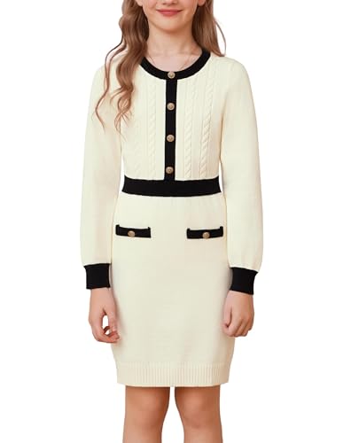 GRACE KARIN Mädchen Pullover Kleid Herbst Winter Kleid Rundhals...