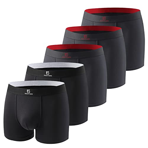 GLESTORE Boxer Hommes Calecon Homme (Lot de 5) Shorty sous Vetement Respirant Élastique Personnalise Basic Modal XL Gris Foncé & S Noir L Cover