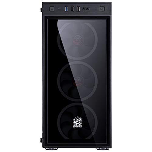 GABINETE MID-TOWER JUPITER PRETO COM 3 FANS LED RGB FRONTAL E LATERAL EM VIDRO TEMPERADO - JUPPT7C3F