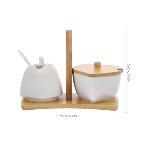 Sucrier et pichet à crème en céramique blanche YARNOW avec plateau pour la table