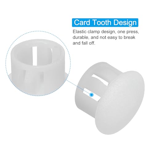 Image of PATIKIL 13mm (1 /2 inch) Plastic Hole Plugs, 30Pcs Flush Type Round Hole Plugs Cover Snap in Locking Hole Tube for Table Kitchen Cabinet Furniture, White