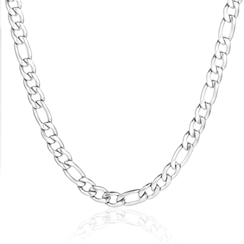 Teegxddy Chaîne Cubaine Collier Homme Femme Cadeaux de Noël pour la fête des pères 1.6-6mm - Acier Inoxydable Bijoux Tendance en Acier - [Longeur: 50-80 cm]