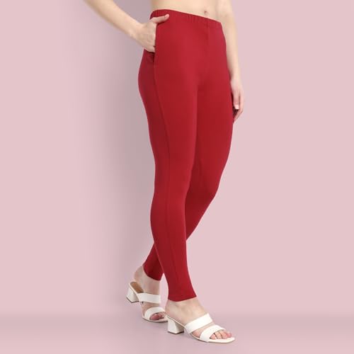 Image of ONE SKY Women Full Length Leggings | Cotton Modal Spandex Blend | High Waist Stretchable & Bio-Washed Fabric | Colour-Lock Technology | Comfortable Leggings for Women