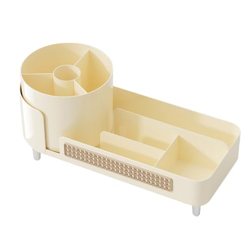 Organizador de maquillaje giratorio, organizador giratorio de almacenamiento de cosméticos, soporte para cuidado facial multicompartimento, diseño giratorio de 360 grados, torre transparente que