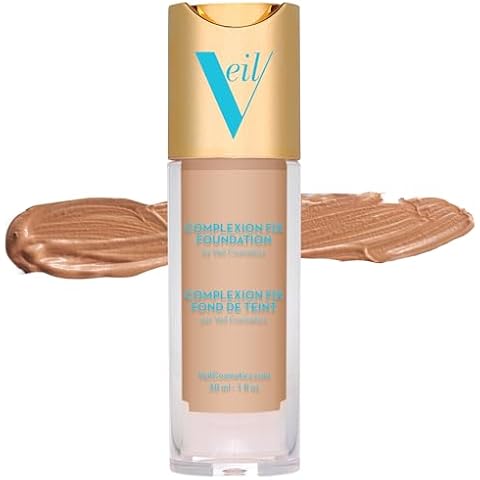 Veil Cosmetics Complexion Fix Liquid Foundation – Buildable Coverage – Water-Resistant, Hypoallergenic, Oil-Free, Cruelty-Free & Vegan – Lightweight & Brightening – All Skin Types (2G Light Gold) Cover