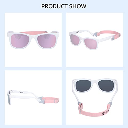 Image of COCOSAND Flexible Polarized Baby Sunglasses with Strap | UV Protection, Bendable, For Toddler Infant Newborn Girl Boy, Age 0-24 Months