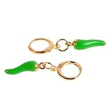 WATIIFUFU Pendientes Mujer Chili Pepper Huggie Italian Horn Pequeños Aros Dorados Boho Street Style Ajustables para Uso Diario