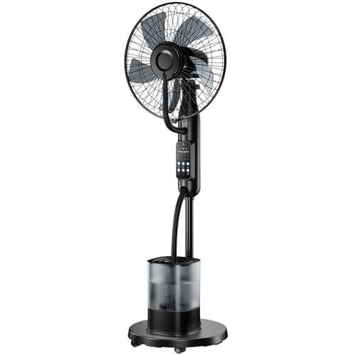 NebulaFlow Ventilateur Brumisateur sur pied 2026 – Réservoir 4L, 7,5h, minuterie, 5 vitesses & 3 modes. Oscillation + télécommande.