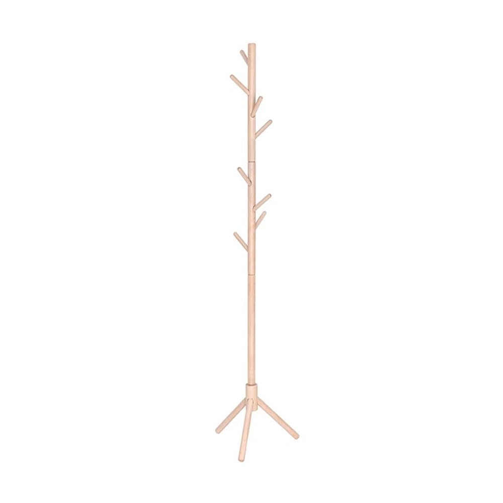 DFHS46JK Hat Rack Wood Coat Rack Freestanding With 8 Hooks 3 Height Options For Kids Adult Stand For Bedroom Office Entrance for Office(Khaki)