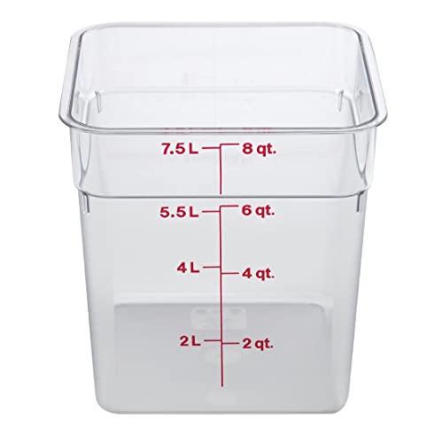 Image of Cambro 8SFSCW CamSquare Food Container 8 qt. 8-3 /8x8-3 /8x9-1 /8 clear, 6ct,Orange /pink