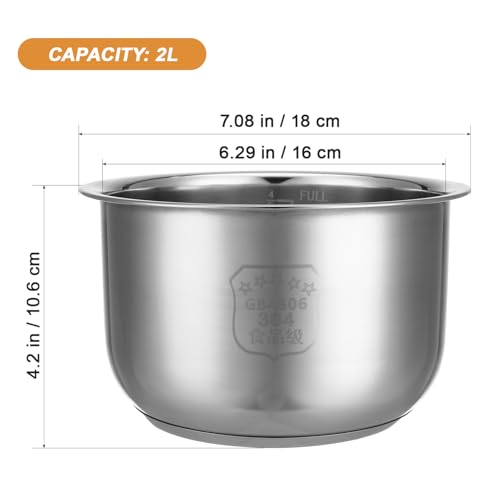 DECHOUS 2L Stainless Steel Rice Cooker Inner Pot Replacement Liner Non-Stick Uncoated 6 Cup Rice Cooker Inner Pot Only by DECHOUS - Image 2