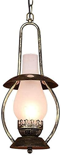 Lámpara de techo elegante en suspensión industrial de hierro retro y acabado de vidrio