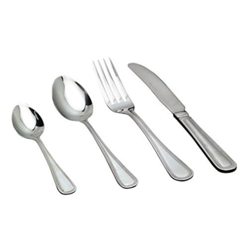 Genware NEV-SS-BD Soup Spoon, Bead Pattern (Pack of 12)