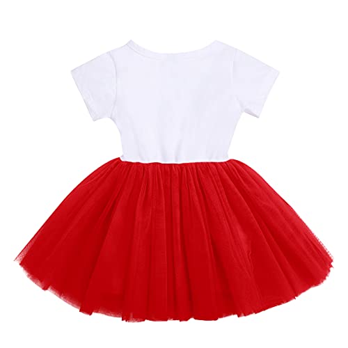 My 1st 3rd Birthday Party Dress for Baby Girls Princess Shiny Sequin Bow Tutu Gown Infant Toddler Polka Dot Tulle Skirt with Headband Clothes Set Red - My 3rd Birthday Heart (2PCS) 3 Years