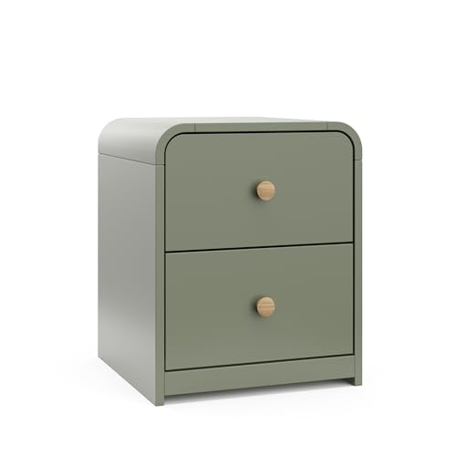 Storkcraft Next Santos 2-Drawer Nightstand (Olive with Natural) – GREENGUARD Gold Certified,...
