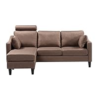 ベージュ カウチソファ 付属クッション付き RASIK カウチソファ 〔 脚付き 木脚12cm ファブリック 〕 カバー