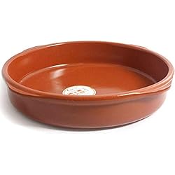 Cazuelas De Barro Decoradas Tradineur - Cazuela redonda de barro - Apta para vitro y horno - Ideal para guisos y asados caseros –Ø 40 cm - Modelo aleatorio