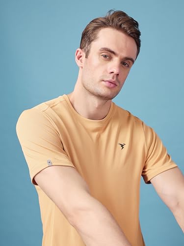 Image of TECHNOSPORT Men's Slim Fit Polyester Activewear Sports T-Shirt with Moisture-Wicking Comfort for Workout, Running & Gym