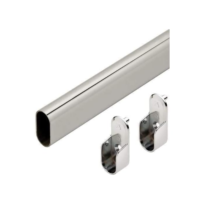 Buy Hafele Premium Oval Wardrobe Closet Rod with End Supports (4 Pack) 24 inch Chrome Closet
