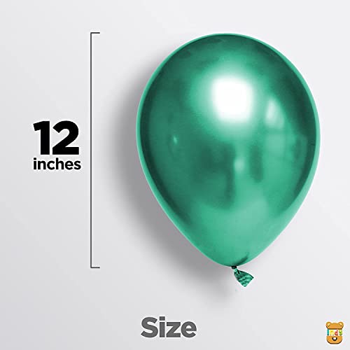 Image of Just Party 25Pcs Green & 25Pcs Blue Metallic Chrome Balloons with Shiny Surface For Birthdays /Anniversary /Engagement /Baby Shower /bachelorette Party Decorations (Pack of 50)