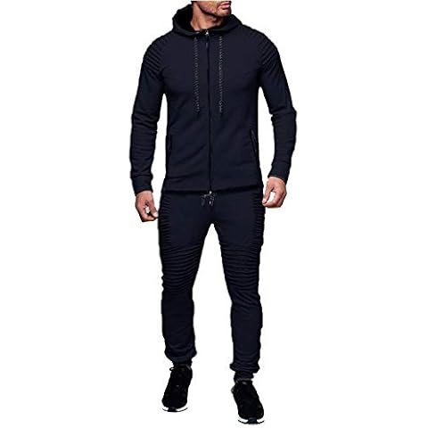 amropi Men's Casual Tracksuit Full Zip Hoodie Sweatsuit Jogging Sports Athletic Sweat Suits Navy, 5XL Cover