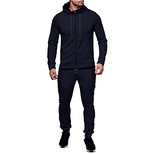 Completi da jogger da uomo realizzati in tessuto morbido, comodi da indossare. Morbido, traspirante, flessibile per un comfort rilassante tutto il giorno, tuta da allenamento leggera, perfetta per la primavera, l'estate, l'autunno e l'inverno