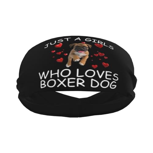 Just A Girls Who Loves Boxer Dog Adjustable Sports Headband Moisture Wicking Sweatband for Running Workout2