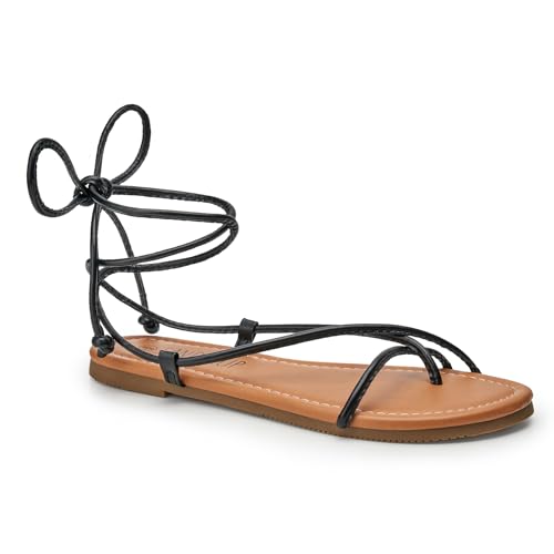 Image of SANDALUP Sandals Women Sandals For Women Lace Up Strappy Tie Up Gladiator Open Toe Flat Sandals Ankle Wrap Summer Comfortable Casual Dressy Beach Vacation Walking Cute Shoes