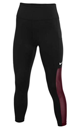 Nike Women's One Crop Mesh Pant (Black/Deep Maroon/White, Medium)