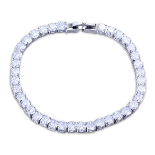 HALUKAKAH Bracelet Tennis Moissanite pour Hommes Femmes, 1,64ct Couleur D 41 Diamants Ronds Créés en Laboratoire Pavé Serti, Argent Sterling S925, 4mm de...