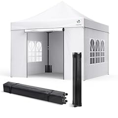 VOUNOT Gazebo 3x3m Pieghevole con 4 Parti Laterali, Gazebo da Giardino Tenda Padiglione Pop up con 4 Sacchi di Sabbia di Peso e Sacca di Trasporto, Bianco